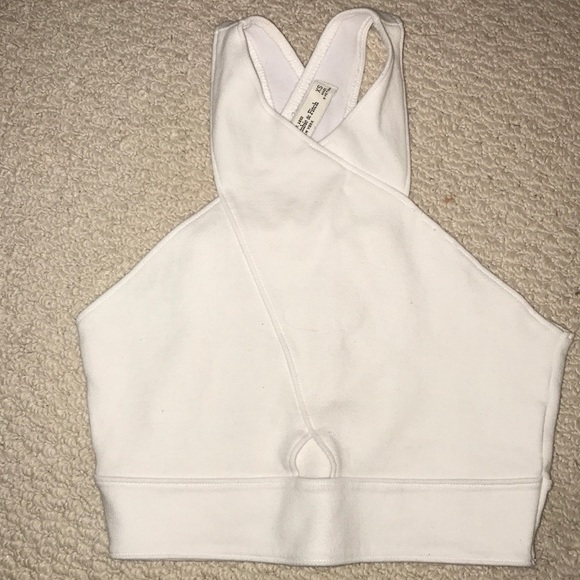 Crisscross white cropped tank